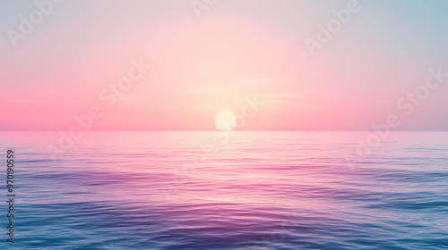 Ocean sunset background in pastel pink gradient colors. . generative ai. Pastel. Illustration