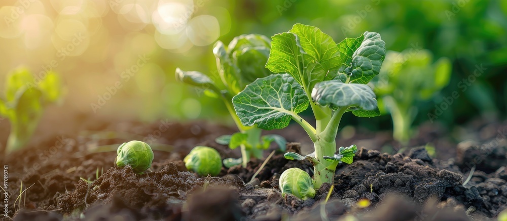 Fresh Brussels Sprout In A Garden Fresh Brussels Sprout In A Garden