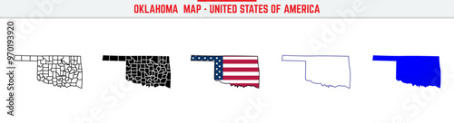 Oklahoma Map with editable stroke icon. Oklahoma USA State thin line icon, Oklahoma map vector illustration, Oklahoma, OK silhouette vector map