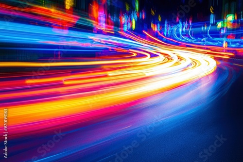 Abstract Cityscape with Blurry Lights and Swirling Patterns