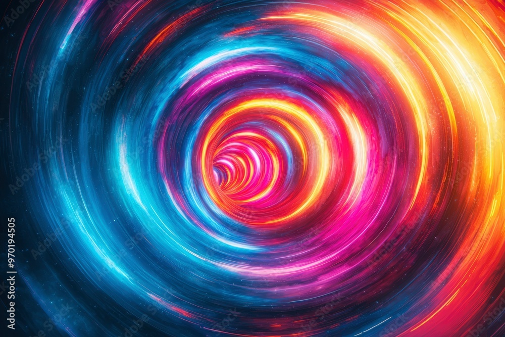 Abstract Tunnel of Glowing, Multicolored Light Streaks