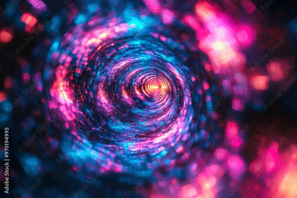 Abstract Swirling Light Tunnel with Blurred Bokeh Abstract Swirling Light Tunnel with Blurred Bokeh
