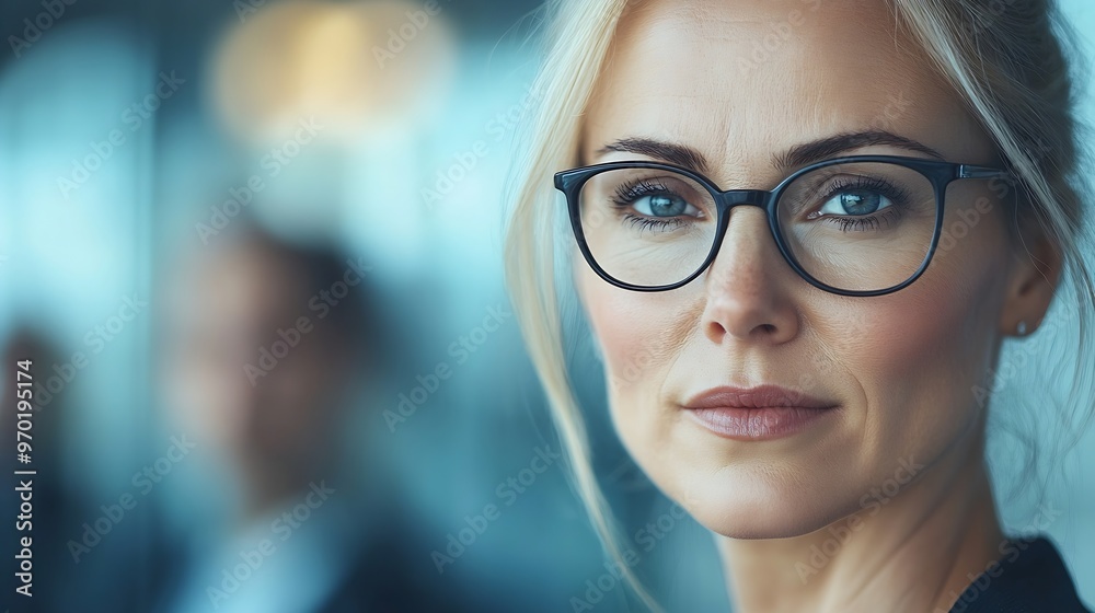Portrait confident determined business people in office : Generative AI Portrait confident determined business people in office : Generative AI