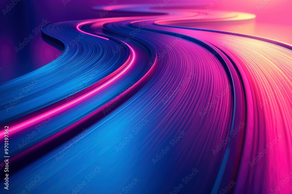 Abstract Wavy Lines with Neon Glowing Effects in Pink and Blue Abstract Wavy Lines with Neon Glowing Effects in Pink and Blue