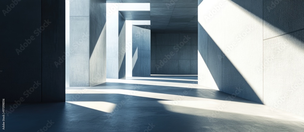 Fototapeta premium Abstract architectural backdrop featuring play of light and shadow created through 3D rendering techniques and illustrations