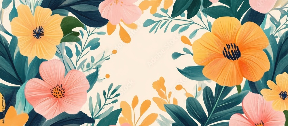 Hand drawn background featuring summer flowers Hand drawn background featuring summer flowers