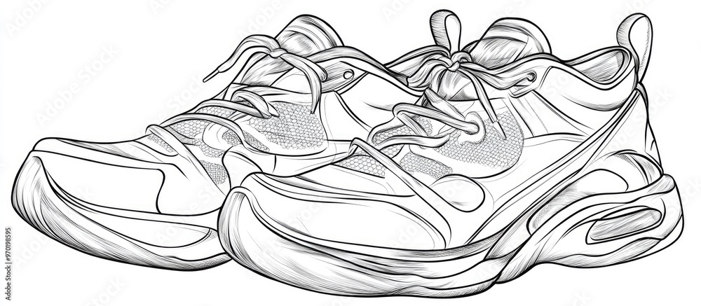 Obraz premium Line art illustration template featuring a design of shoes