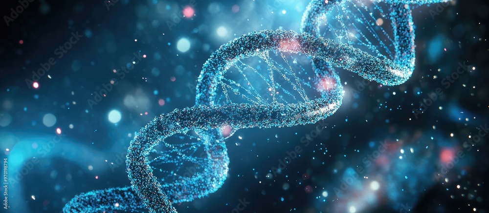 Abstract 3D background showcasing the intertwining of DNA and the structure of cellular components Abstract 3D background showcasing the intertwining of DNA and the structure of cellular components