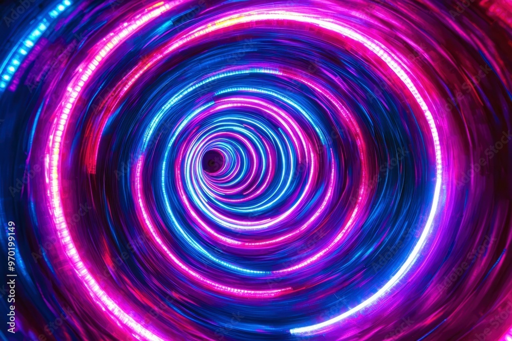 Abstract Neon Swirls in Purple and Blue Hues