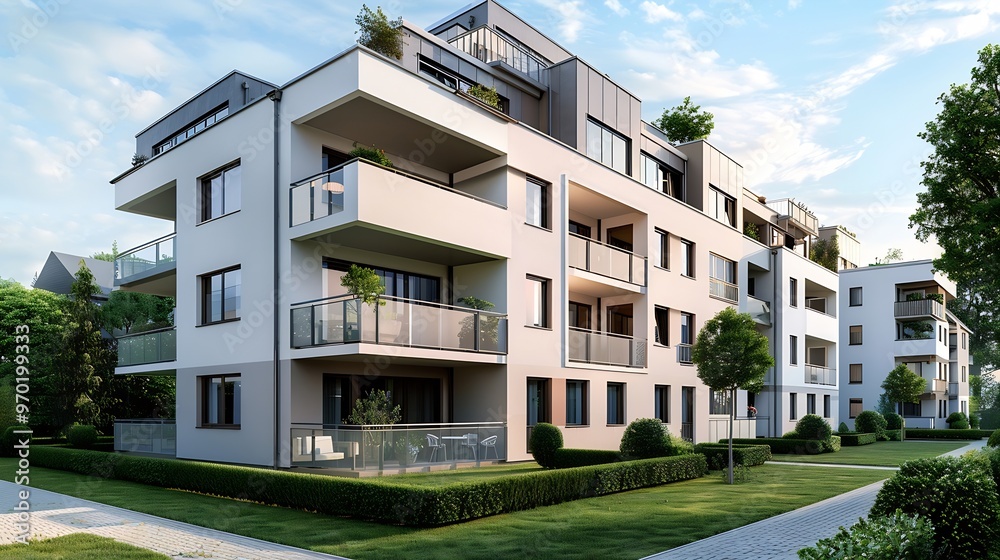 Modern Low Rises Modern Apartment Building New Residential Low rise Building Complex in ...