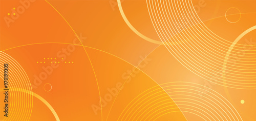 Abstract orange background with glowing curve geometric lines. Modern minimal shiny orange lines pattern. 