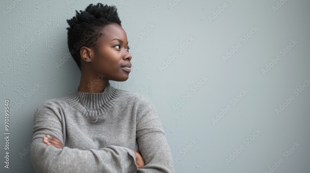 Woman with Short Hair Looking Away