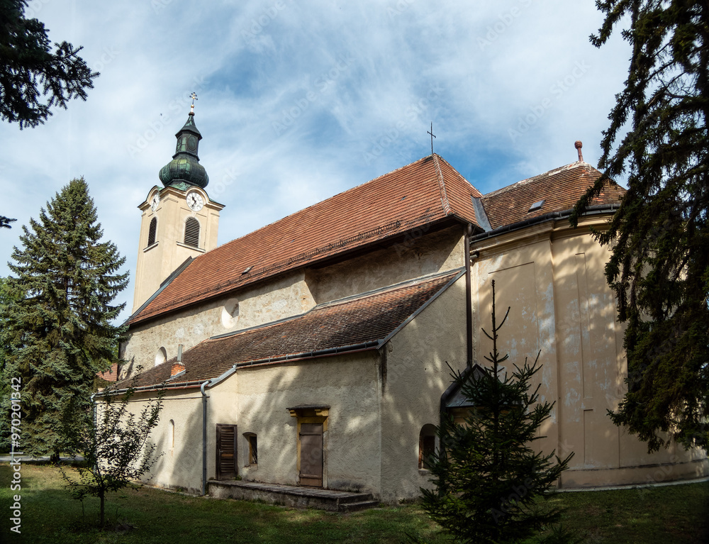 Fototapeta premium Unterwaltersdorf catholic church elements of decoration interior and exterior, Austria