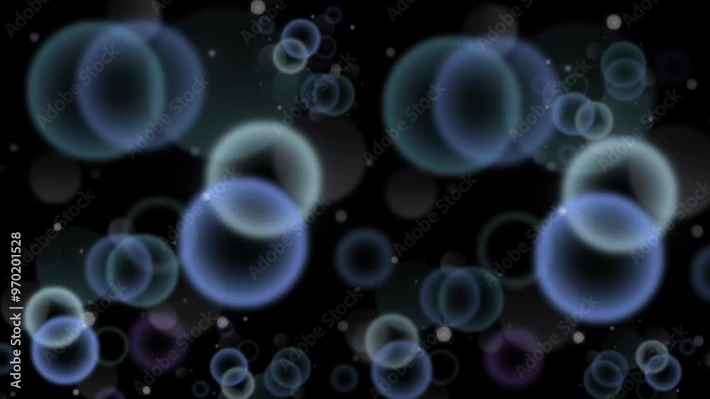 illustration of blue bokeh circle bubbles popping up isolated on black illustration of blue bokeh circle bubbles popping up isolated on black