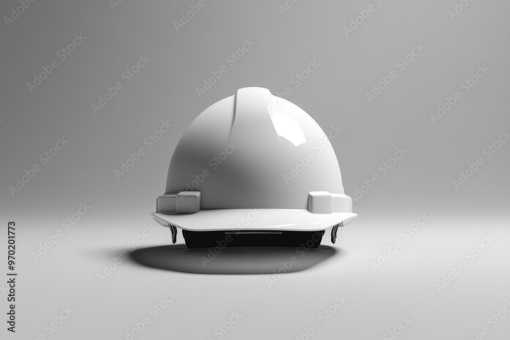 White Hard Hat Isolated on Grey Background White Hard Hat Isolated on Grey Background
