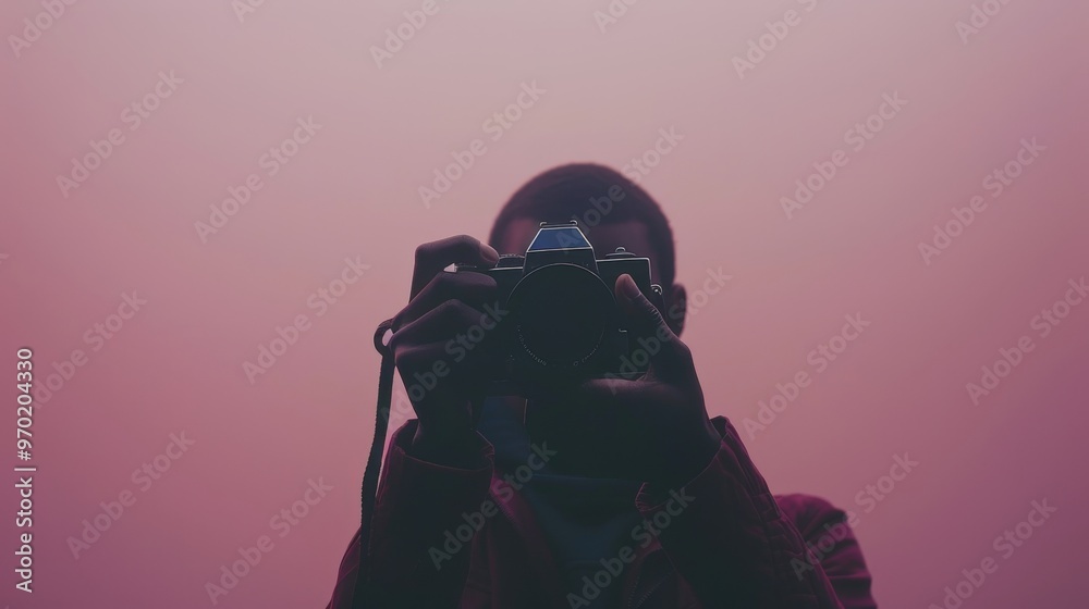 Silhouette of a Photographer with Camera Silhouette of a Photographer with Camera