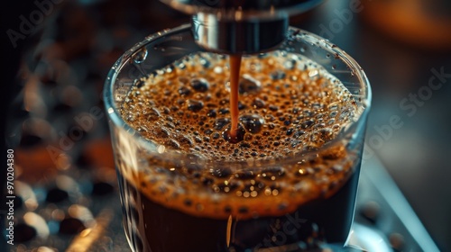 French Press: Elegant glass cylinder with a metal plunger, ideal for making a rich, full-bodied coffee. The plunger slowly separates grounds from the brewed coffee.
