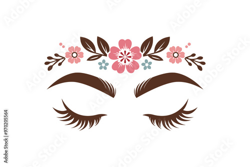 minimalistic logo for beauty salon r brow or lashes artist with flowers