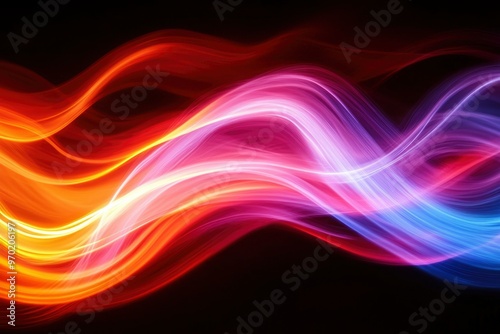 Abstract Colorful Light Waves with a Dark Background