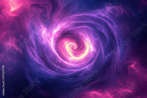 Abstract Purple and Yellow Swirling Nebula