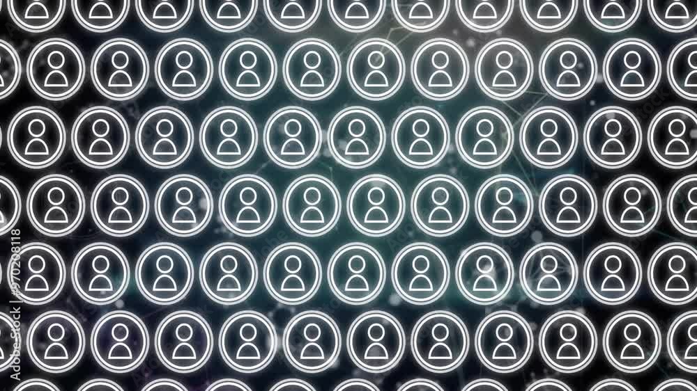 Animation of rows of people icons moving over molecules Animation of rows of people icons moving over molecules