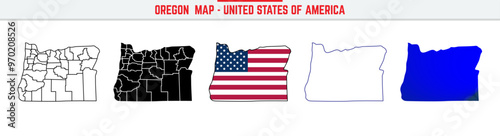 Oregon Map with editable stroke icon. Oregon USA State thin line icon, Oregon map vector illustration, Oregon, OR silhouette vector map