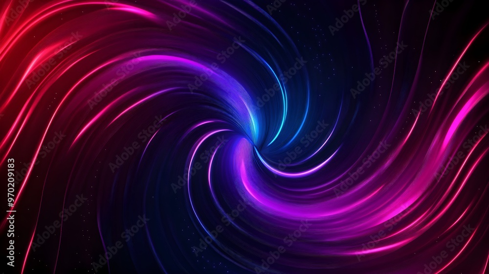 Obraz premium Abstract geometric swirl pattern, neon gradients, psychedelic style, bold outlines, digital art