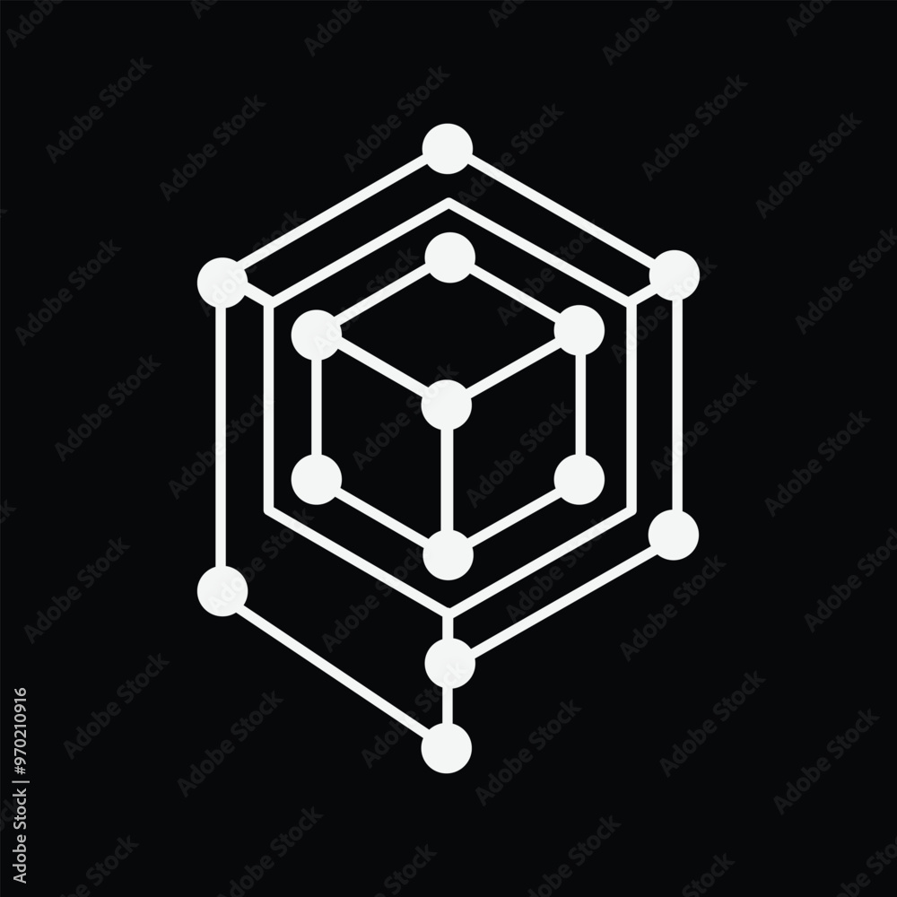 This white colored logo design in simple flat style is an initial letter P in hexagonal shape with dots connected each other for technology related logo This white colored logo design in simple flat style is an initial letter P in hexagonal shape with dots connected each other for technology related logo