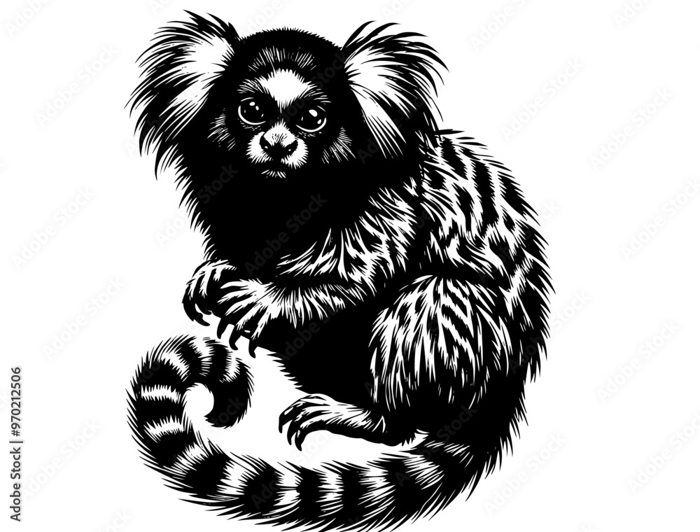 Obraz premium close up of a black lemur, close up of a lemur, black and white squirrel, 
