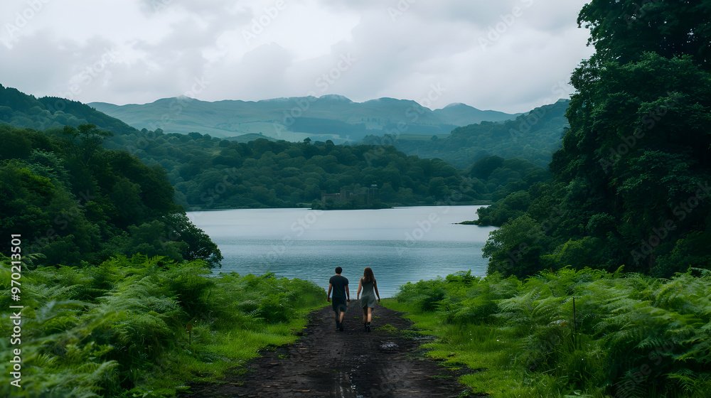 Two People Walking Down Path Castle Two People Walking Down Path Castle
