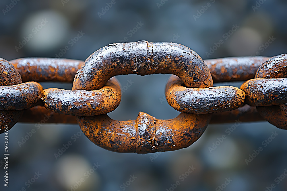 A close-up of a broken chain link, representing concepts of weakness, breaking free, or overcoming obstacles. The image can be used in metaphorical contexts. A close-up of a broken chain link, representing concepts of weakness, breaking free, or overcoming obstacles. The image can be used in metaphorical contexts.