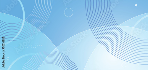 Abstract blue background with glowing curve geometric lines. Modern minimal shiny blue lines pattern. 