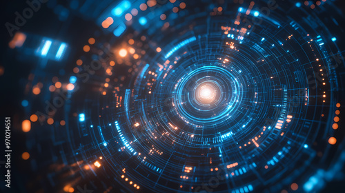 Wallpaper Mural Data tunnel with futuristic tech feel Torontodigital.ca