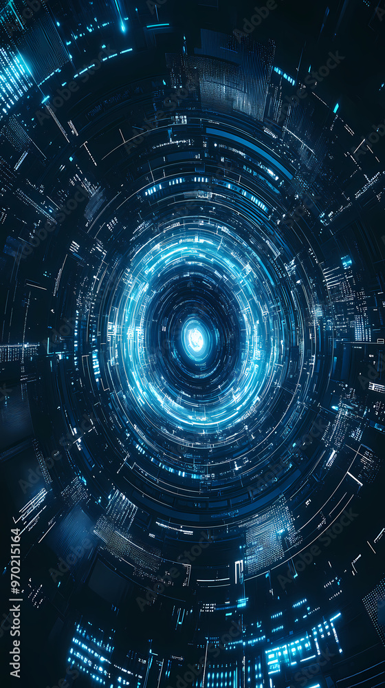 Data tunnel with futuristic tech feel