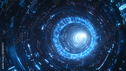 Data tunnel with futuristic tech feel