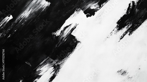 Artistic Brush Background in Black and White Textured Illustration Hand Painted Oil on Fabric Abstract and Fantasy Art on Fabric