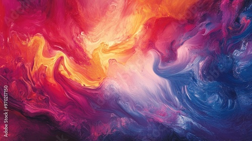 Vibrant hues of paint form a stunning abstract backdrop