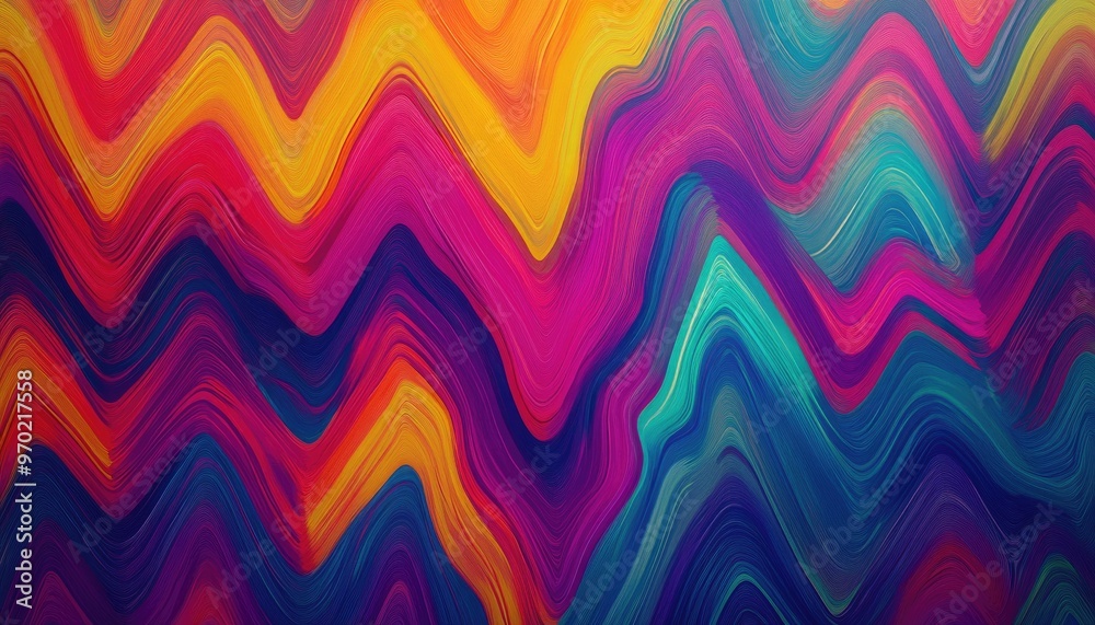 Vibrant digital illustration featuring abstract multi colored zigzag ...