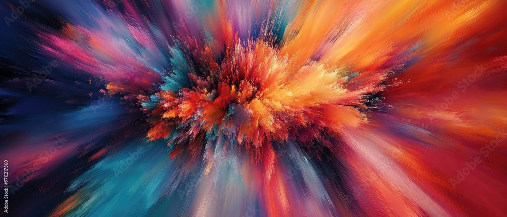 A vibrant and creative abstract backdrop featuring a burst of colors A vibrant and creative abstract backdrop featuring a burst of colors