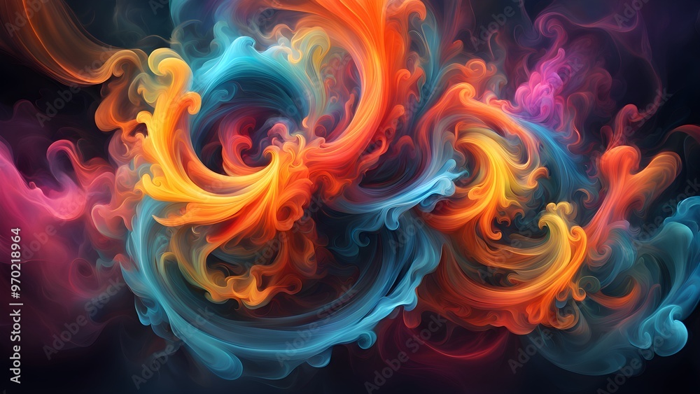 Abstract swirl of colorful smoke on a black background. Abstract swirl of colorful smoke on a black background.