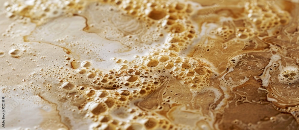 Fototapeta premium Grain On Paper With A Trace Of Coffee Foam Macro