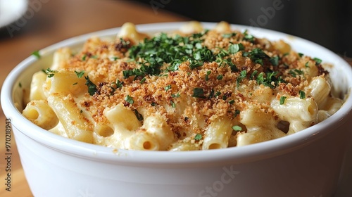 Creamy Macaroni and Cheese with Breadcrumbs and Parsley