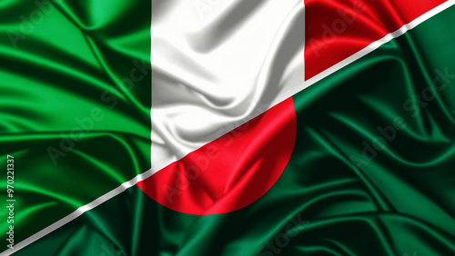United waving flag of Italy and Bangladesh