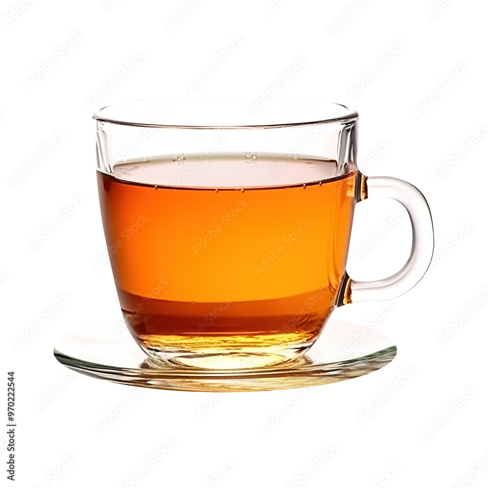 Glass cup with black tea on transparent background PNG Generative AI Glass cup with black tea on transparent background PNG Generative AI