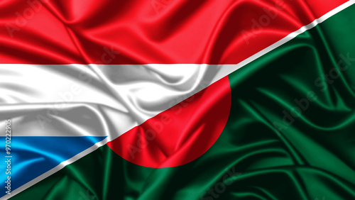 United waving flag of Luxembourg and Bangladesh