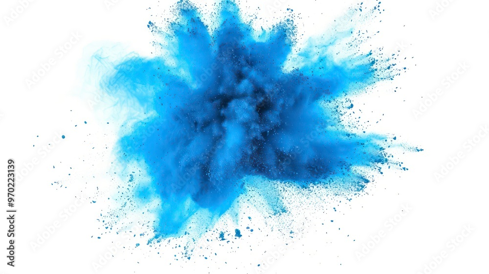 Blue powder explosion isolated on white background. Blue powder explosion isolated on white background.