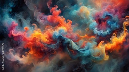 Abstract colorful smoke design, dynamic, flowing, and ethereal.