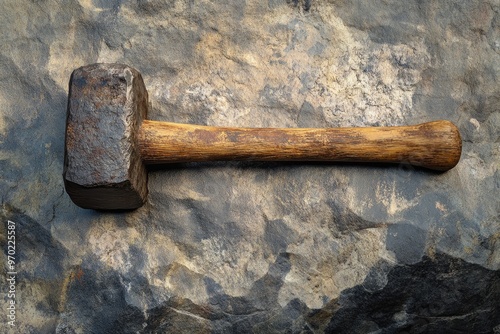 Weathered Hammer on a Stone Surface