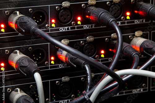 Photos XLR cables and connectors, audio transmission system to digital professional mixers