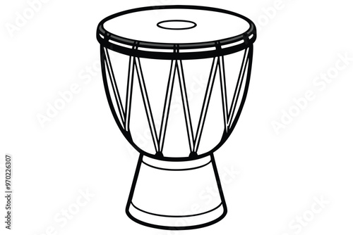 Djembe drum line art vector illustration